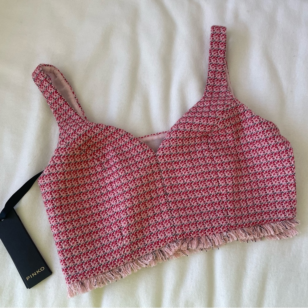 Pinko Tweed Audace Top in Rosa